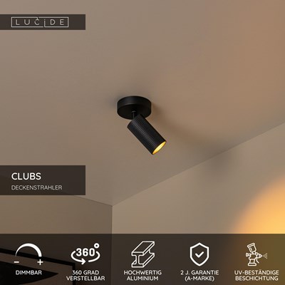 Lucide CLUBS - Deckenstrahler - 1xGU10 - Schwarz